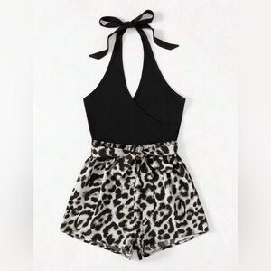 SHEIN, Size M, Romper, Black/Leopard, NWOT